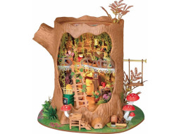 RoboTime 3D dřevěná skládačka Miniatura domečku Lesní chaloupka z pařezu