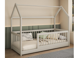 Dětská domečková postel z masivu borovice GRÉTA - 140x70 cm - kašmírová