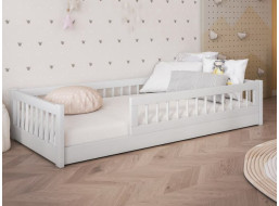 Dětská Montessori postel z masivu borovice FLORES - 180x80 cm - bílá