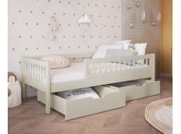 Dětská postel z masivu borovice FLORES se šuplíky - 180x80 cm - kašmírová