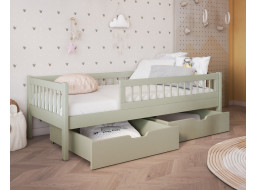 Dětská postel z masivu borovice FLORES se šuplíky - 180x80 cm - olivově zelená