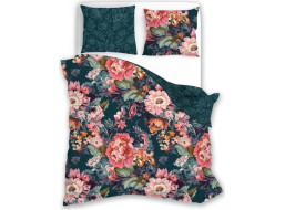 Bavlněné povlečení FLOWERS - růžové/tmavě zelené - 220x200 cm