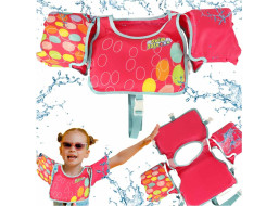 Plavecká vesta s rukávky AQUASTAR - 3-6 let, 19-30 kg - růžová