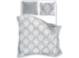 Bavlněné povlečení GUSTO Květy - bílé/šedé - 140x200 cm