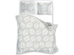 Bavlněné povlečení GUSTO Listy - šedé/bílé - 160x200 cm