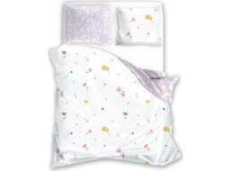 Bavlněné povlečení GUSTO Luční kvítí - bílé/fialové - 220x200 cm