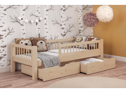 Dětská postel z masivu borovice ADEL se šuplíky - 200x90 cm - přírodní