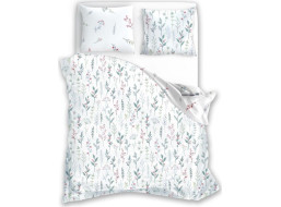 Bavlněné povlečení PRIMAVERA Byliny - bílé - 160x200 cm