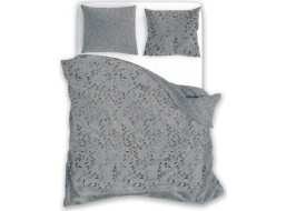Saténové povlečení MILAGRO VERDE Šedé lístky - šedé - 140x200 cm