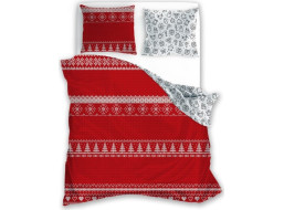 Bavlněné povlečení SCANDIC Vánoční motivy - červené/bílé - 160x200 cm