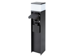 Solight zahradní sloupek IP44 s LED osvětlením, hliník, 2 zásuvky, černý