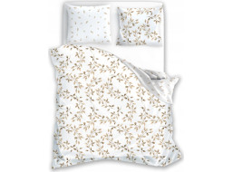 Saténové povlečení MILAGRO VERDE Jemné lístky - bílé - 220x200 cm