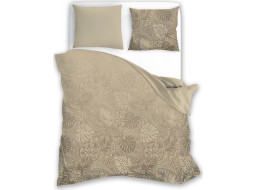 Saténové povlečení MILAGRO VERDE Monstera - béžové - 220x200 cm