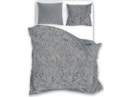 Saténové povlečení MILAGRO VERDE Šedé lístky - šedé - 220x200 cm