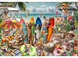 BLUEBIRD Puzzle Psi a kočky na pláži 1000 dílků