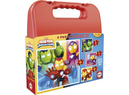 EDUCA Puzzle v kufříku Iron Man 4v1 (6,9,12,16 dílků)