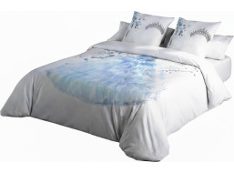 Ložní povlečení z bavlněného saténu MALÁ PRINCEZNA - světle modré/bílé - 160x200 cm