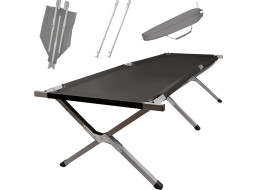 Skládací turistická postel LUARO XXL - 150 kg - černá