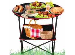 Cestovní skládací stolek 72 cm s krytem - černý