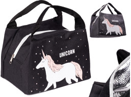 Termoizolační taška na jídlo - černá - Jednorožec