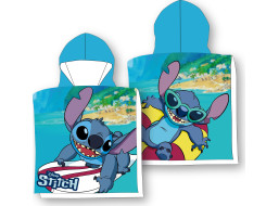 Dětská bavlněná osuška s kapucí STITCH - modrá - 55x110 cm