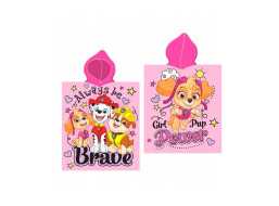 Dětská bavlněná osuška s kapucí TLAPKOVÁ PATROLA - růžová - 55x110 cm