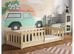 Dětská Montessori postel z masivu borovice BEN - 200x90 cm - PŘÍRODNÍ BOROVICE
