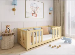 Dětská Montessori postel z masivu borovice FERDA - 200x90 cm - PŘÍRODNÍ BOROVICE