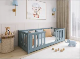 Dětská Montessori postel z masivu borovice FERDA - 200x90 cm - ŠEDÁ