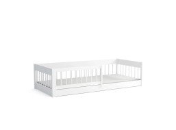 Dětská Montessori postel z masivu borovice LITTLE LUNARI - 200x90 cm - BÍLÁ