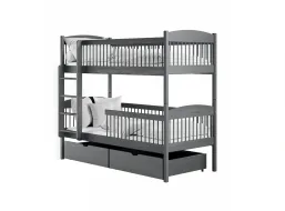 Dětská patrová postel z masivu se šuplíky ILONA - 200x90 cm - GRAFITOVÁ