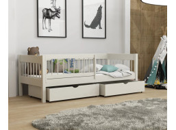 Dětská postel z masivu borovice LUNARI se šuplíky - 200x90 cm - KAŠMÍROVÁ