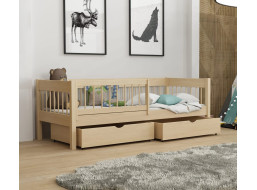 Dětská postel z masivu borovice LUNARI se šuplíky - 200x90 cm - PŘÍRODNÍ BOROVICE