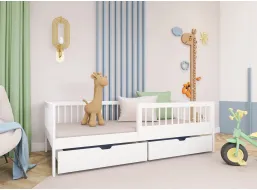Dětská postel z masivu EDI se šuplíky - 200x90 cm - BÍLÁ