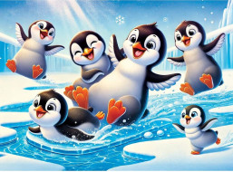 WOODEN CITY Dřevěné puzzle Veselí tučňáci 40 dílků