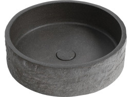 Sapho ISPIR betonové umyvadlo včetně výpusti, 40cm, černý granit AR476