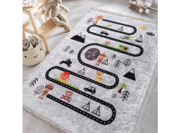 Dětský kusový koberec HONOR New - Putování za zvířátky - šedý