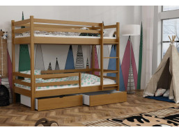 Dětská patrová postel z masivu borovice LEGEND PLUS se šuplíky - 200x90 cm