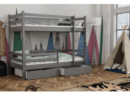 Dětská patrová postel z masivu borovice LEGEND PLUS se šuplíky - 200x90 cm
