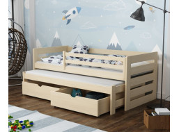 Dětská postel z masivu borovice JOLANA s přistýlkou a šuplíky - 200x90 cm