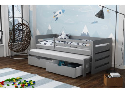 Dětská postel z masivu borovice JOLANA s přistýlkou a šuplíky - 200x90 cm