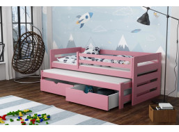 Dětská postel z masivu borovice JOLANA s přistýlkou a šuplíky - 200x90 cm