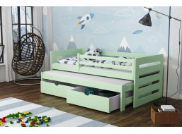 Dětská postel z masivu borovice JOLANA s přistýlkou a šuplíky - 200x90 cm