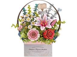 ROBOTIME Rowood 3D dřevěné puzzle Košík s květinami 428 dílků