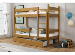 Dětská patrová postel z masivu borovice LEGEND se šuplíky - 180x80 cm