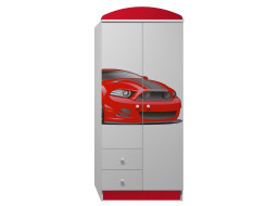 Šatní skříň ČERVENÝ SPORŤÁK - TYP E, červená / bílá