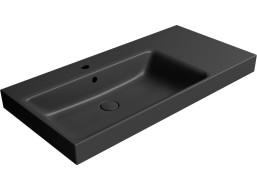 GSI NUBES keramické umyvadlo 100x50cm, s odkládací plochou vpravo, černá mat 9627126