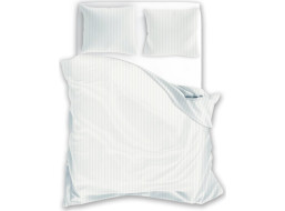 Ložní povlečení FASHION - 160x200 cm - bílé s 1cm pruhy - bavlněný satén
