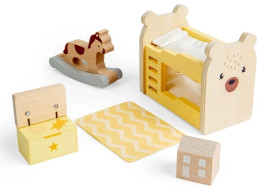 Bigjigs Toys Dřevěný nábytek do domečku pro panenky Dětský pokoj