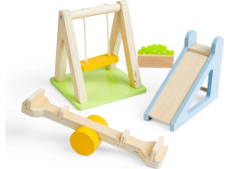 Bigjigs Toys Dřevěný nábytek do domečku pro panenky Venkovní hřiště
